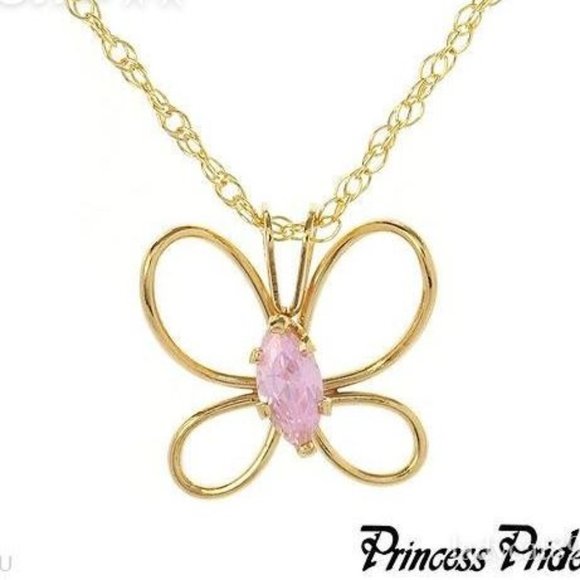 Vintage Princess Pride Cubic Zirconia  Butterfly Necklace - Picture 1 of 8